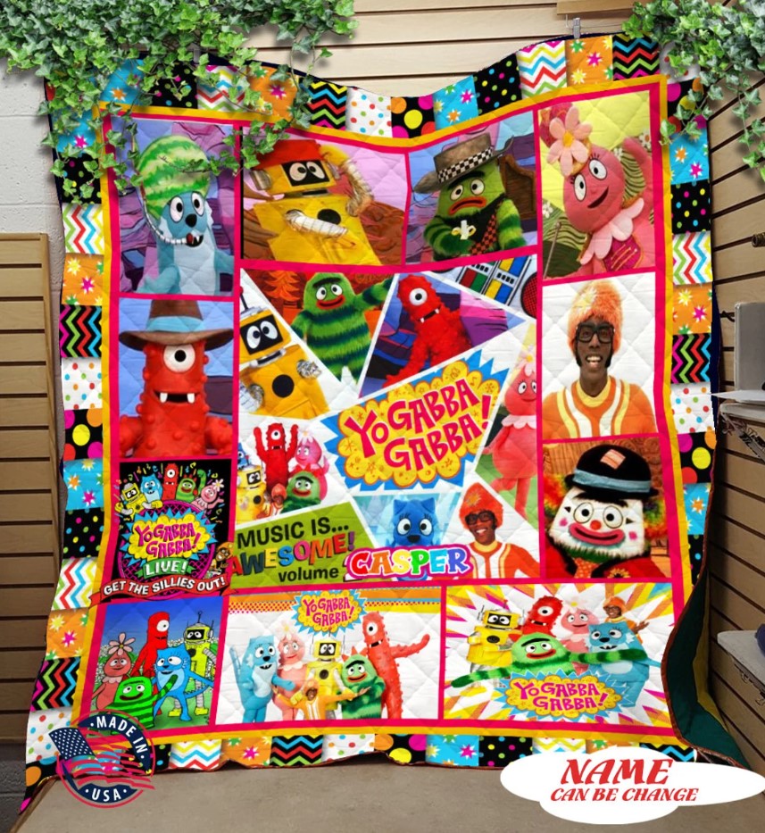Personalized Yo Gabba Gabba Quilt Blanket Yo Gabba Gabba Birthday Party Yo Gabba Gabba Fleece Blanket Custom Kids Blanket